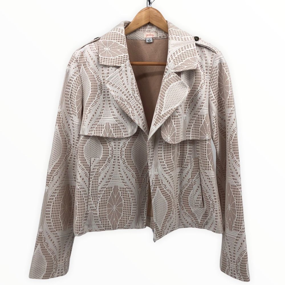 Pixley Marsa Ivory Lace Moto Jacket Blazer size small Long Sleeve